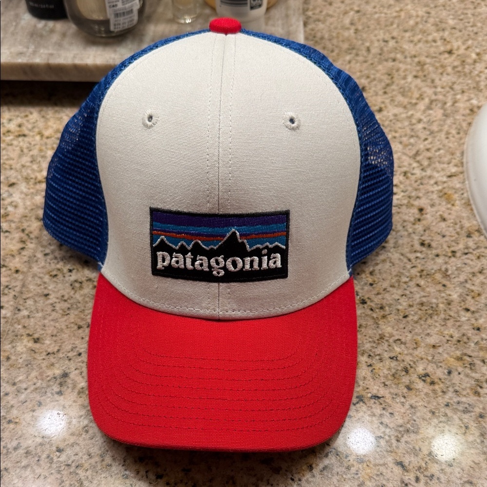 Patagonia White and Red Trucker Hat